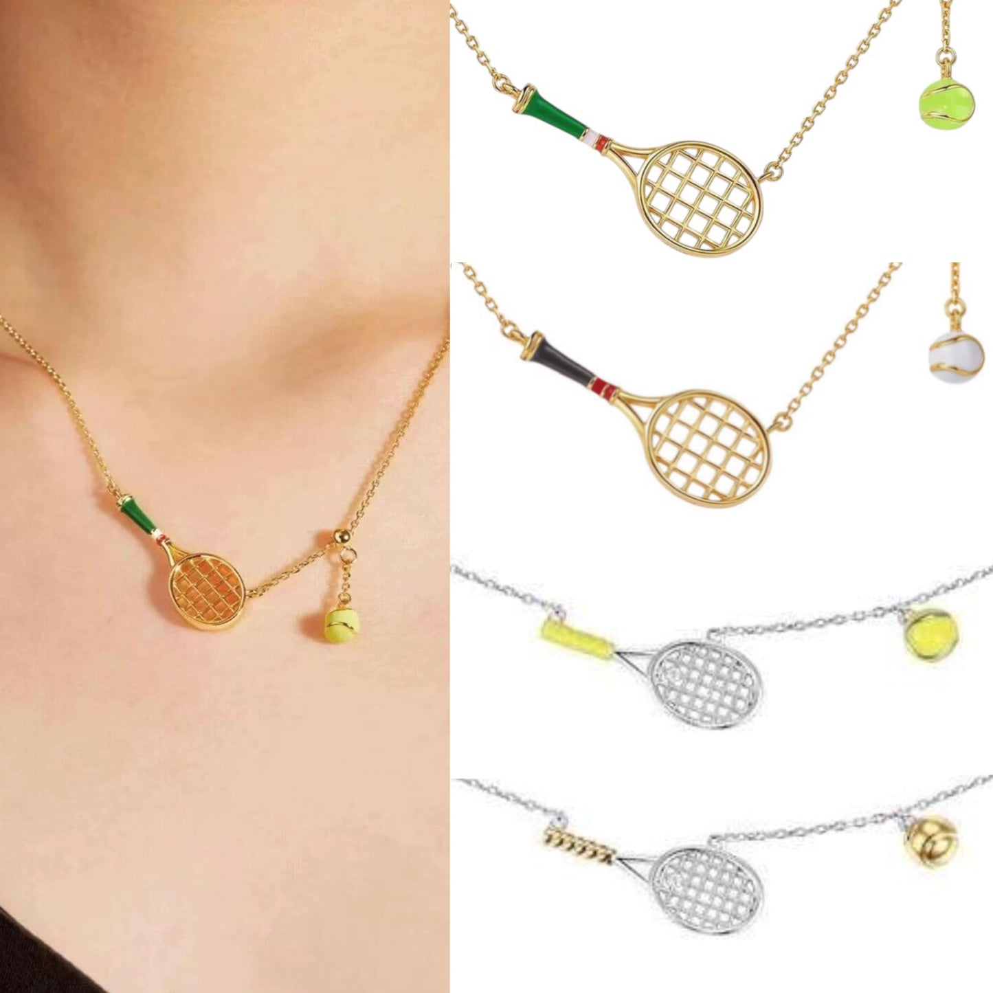Tennis Racket Necklace (Gold / Silver)