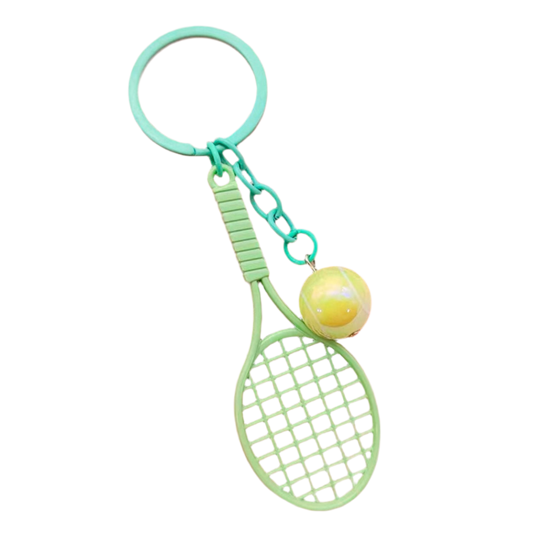 Tennis Racket Metal Keychain Keyring