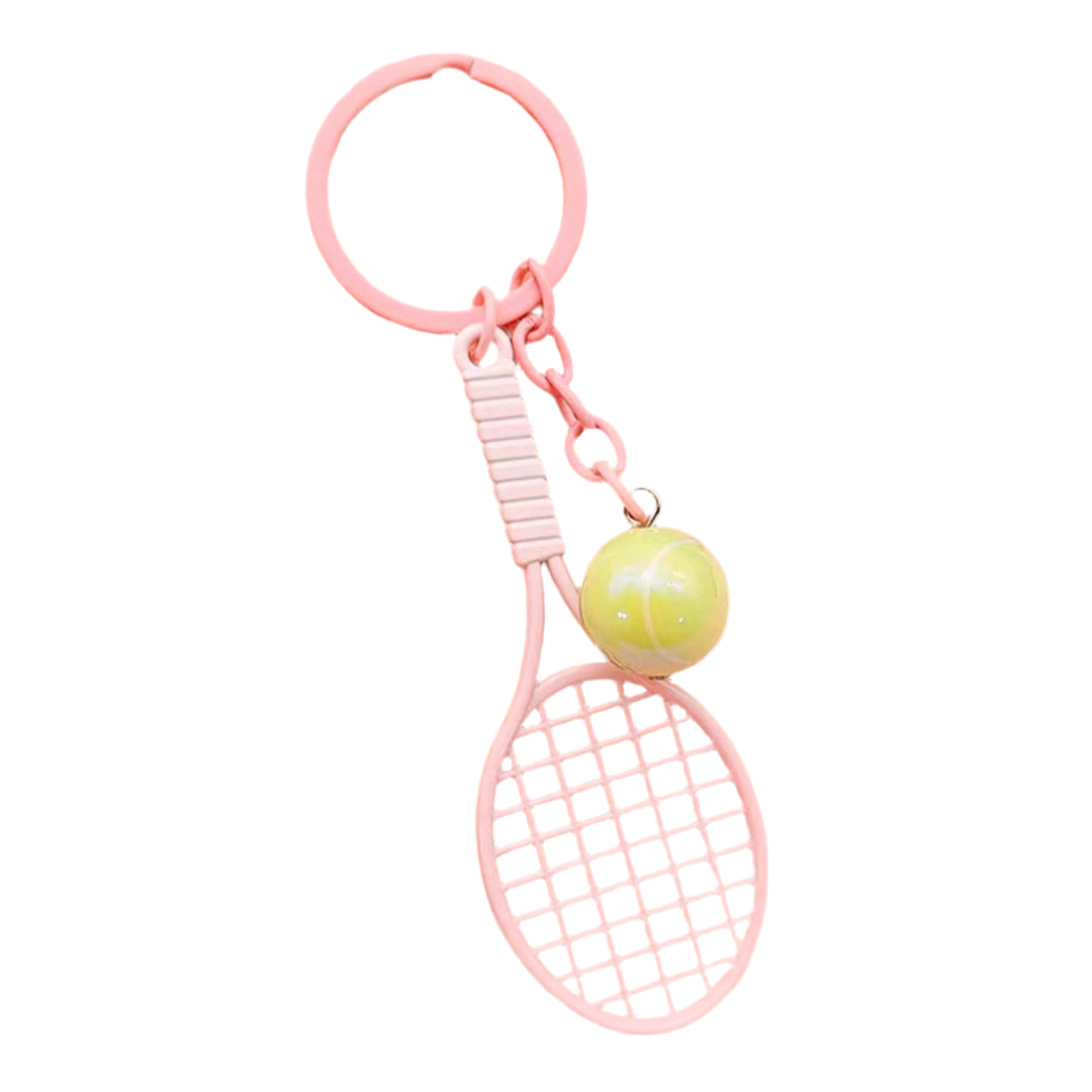 Tennis Racket Metal Keychain Keyring