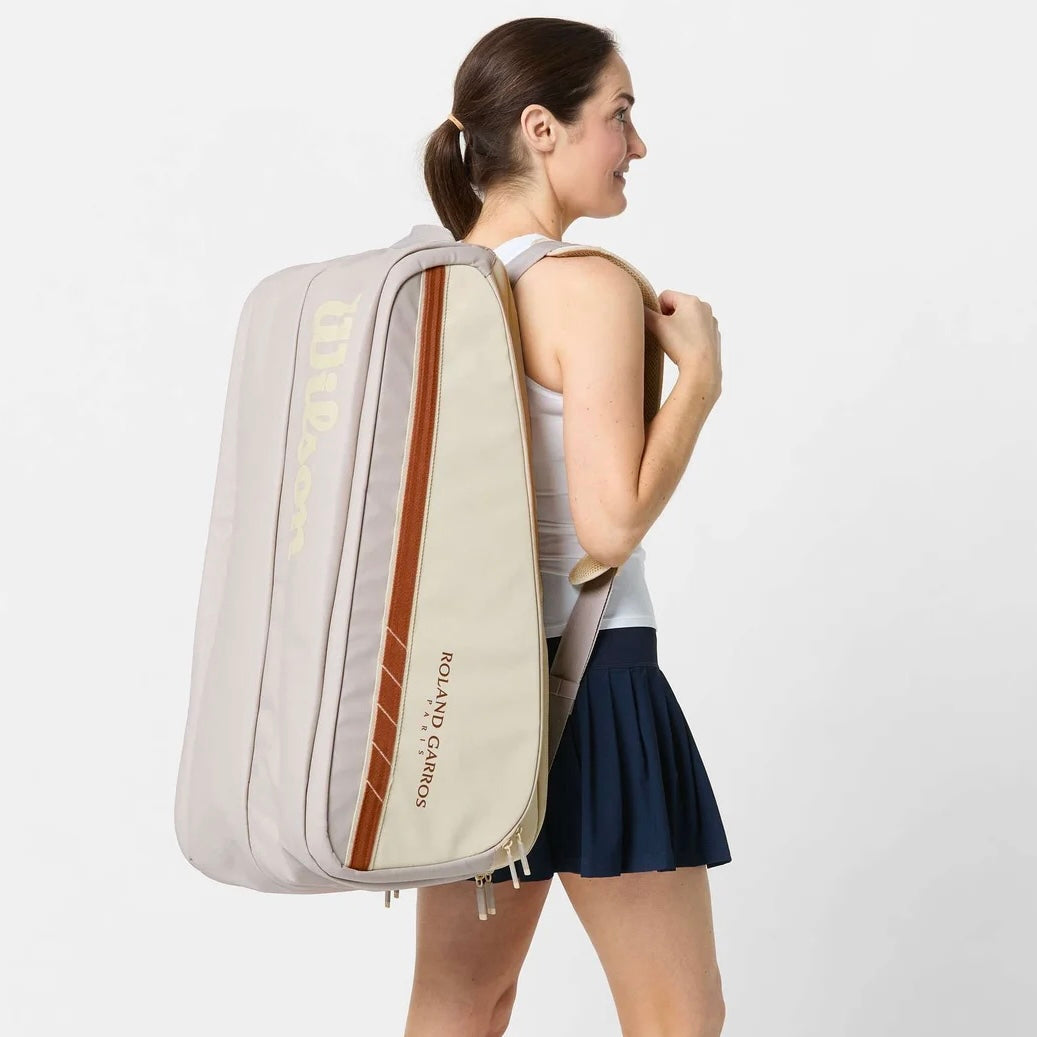 Wilson 2025 Roland Garros Super Tour (9 Pack) Racket Bag (Cream-Clay)