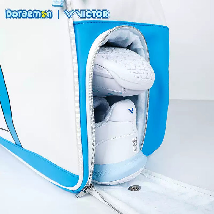 Victor X Doraemon 2025 Large Duffle Rectangular Racket Bag (White-Hawaiian Blue)