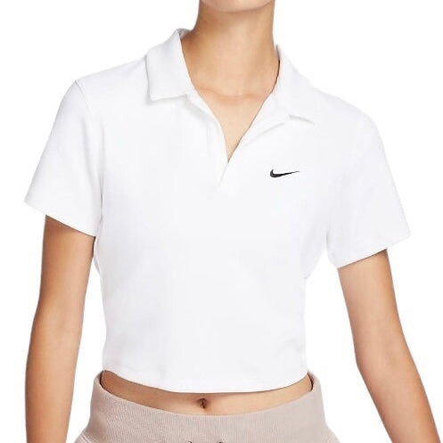Nike Women’s Sportswear Essential Polo Crop Top Tee (White)