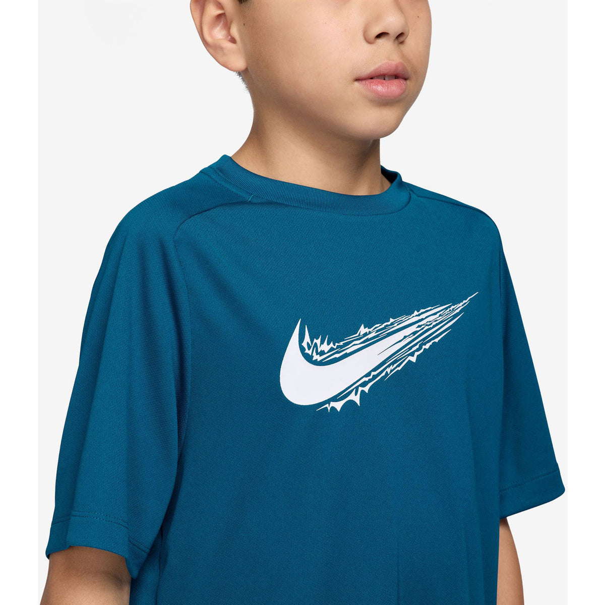 Nike Junior Kids / Youth Dri-Fit Swoosh Tee Top T-Shirt (Blue)