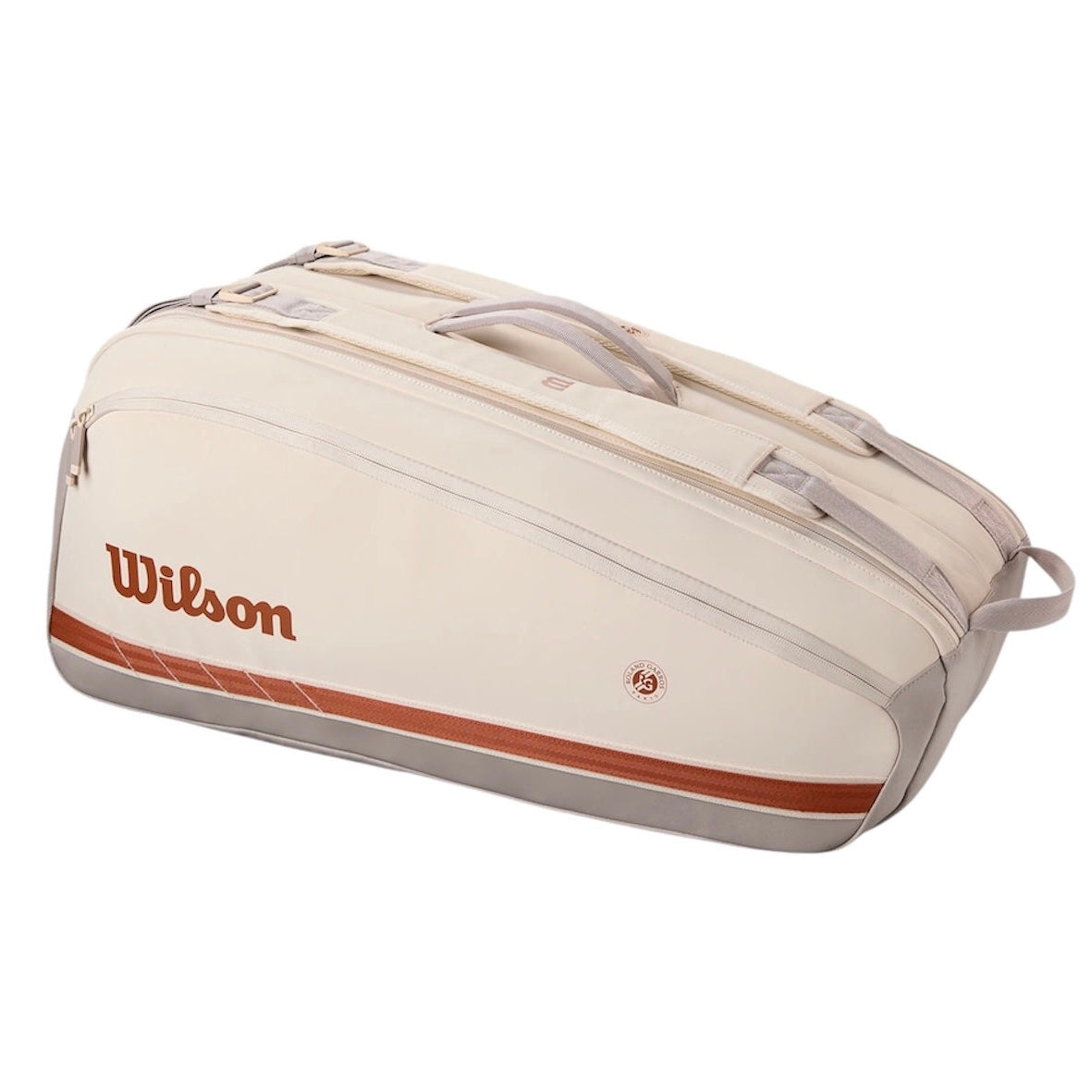 Wilson 2025 Roland Garros Super Tour (9 Pack) Racket Bag (Cream-Clay)