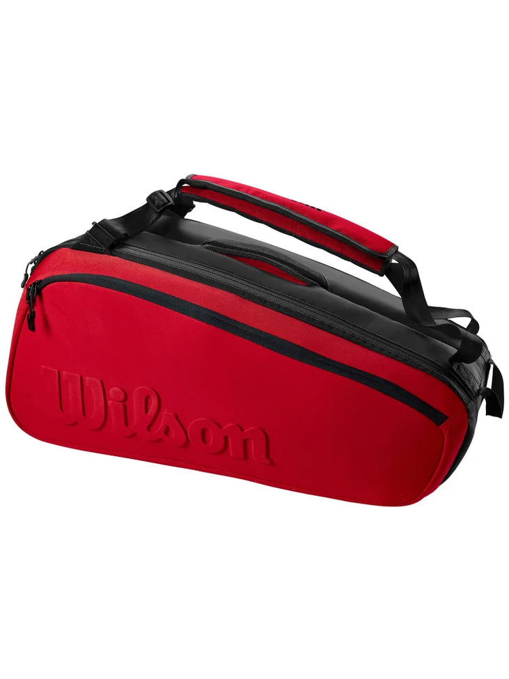 Wilson Super Tour Clash v2 (9 Pack) Tennis Racket Bag (Red-Black)