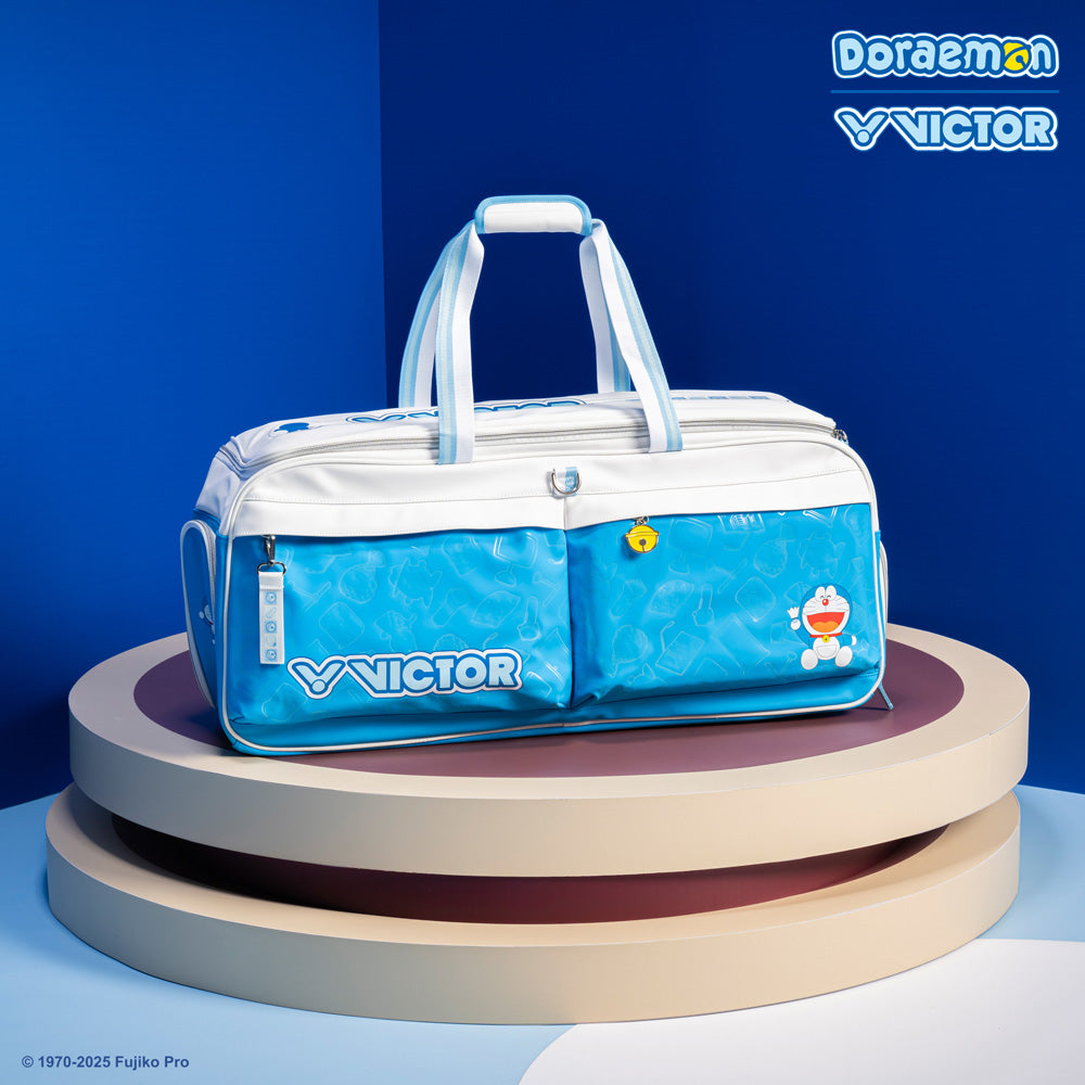 Victor X Doraemon 2025 Large Duffle Rectangular Racket Bag (White-Hawaiian Blue)