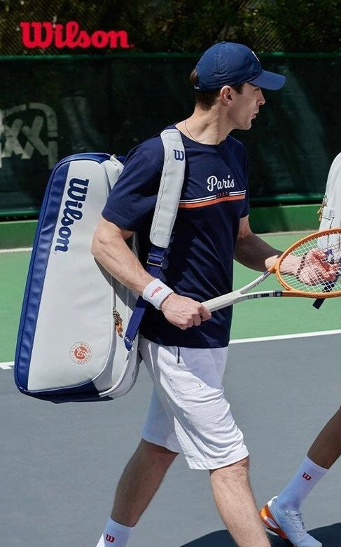 Wilson Roland Garros Premium (9 Pack) Racket Bag (Oyster Grey-Navy) - SportStation HK