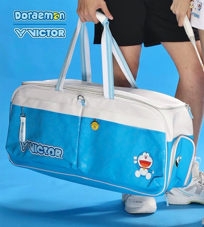 Victor X Doraemon 2025 Large Duffle Rectangular Racket Bag (White-Hawaiian Blue)