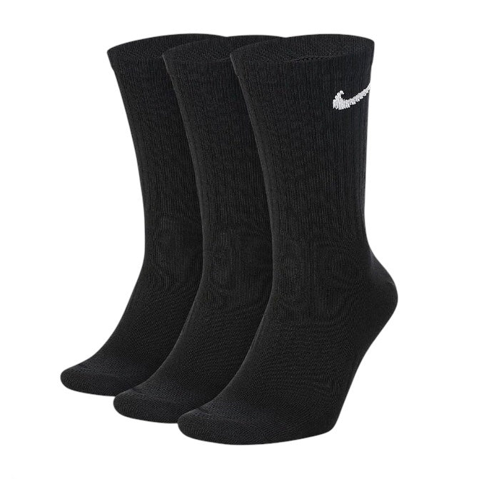 Nike Cotton Lightweight Crew 3-Pack Socks (Black)