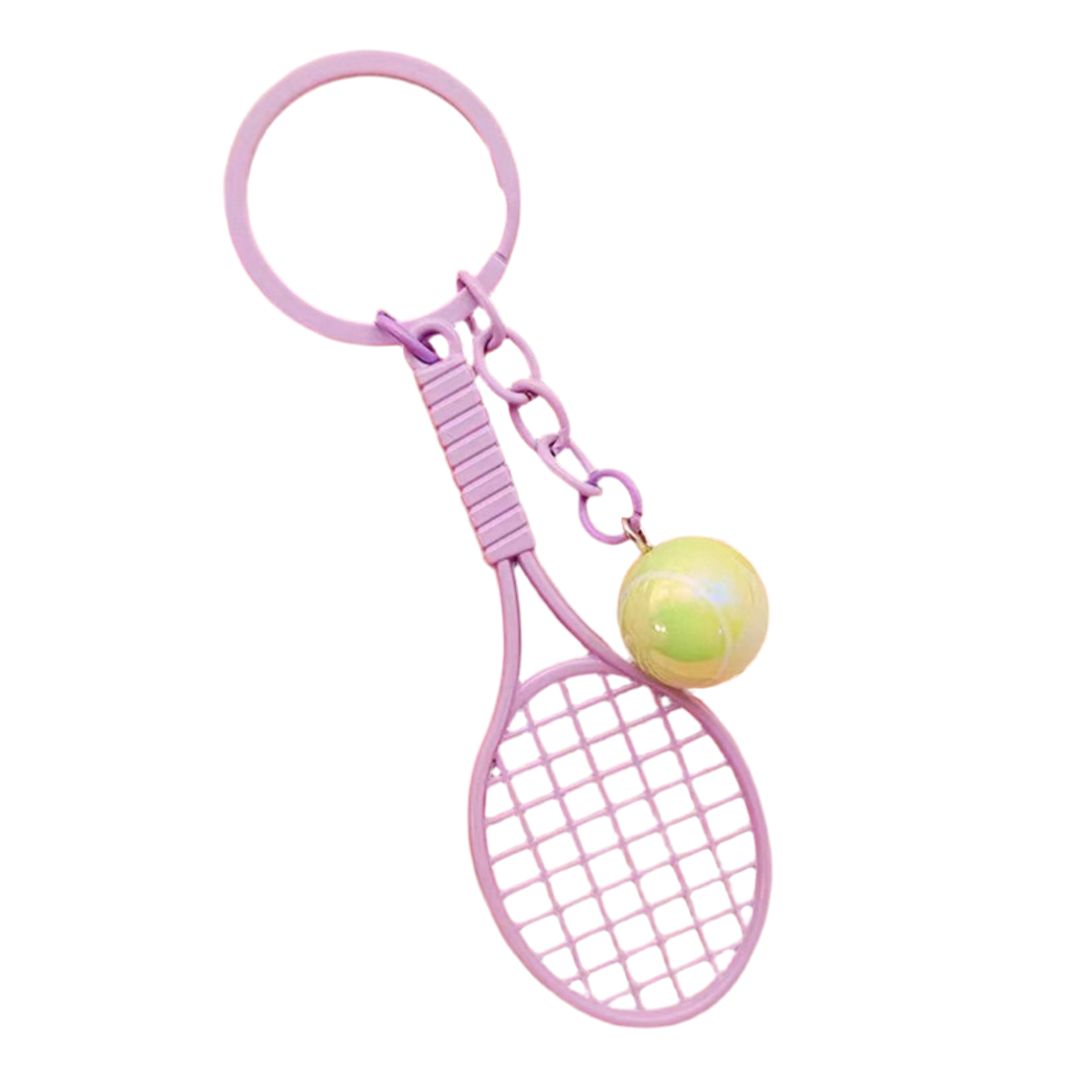 Tennis Racket Metal Keychain Keyring