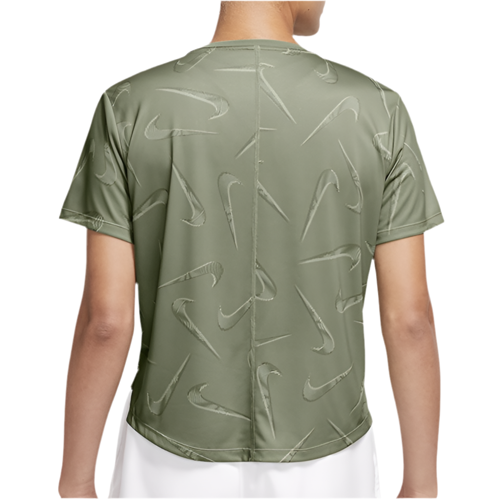 Nike Women’s Dri-FIT Swoosh Short Sleeve Printed Tee Top T-Shirt (Olive Green)