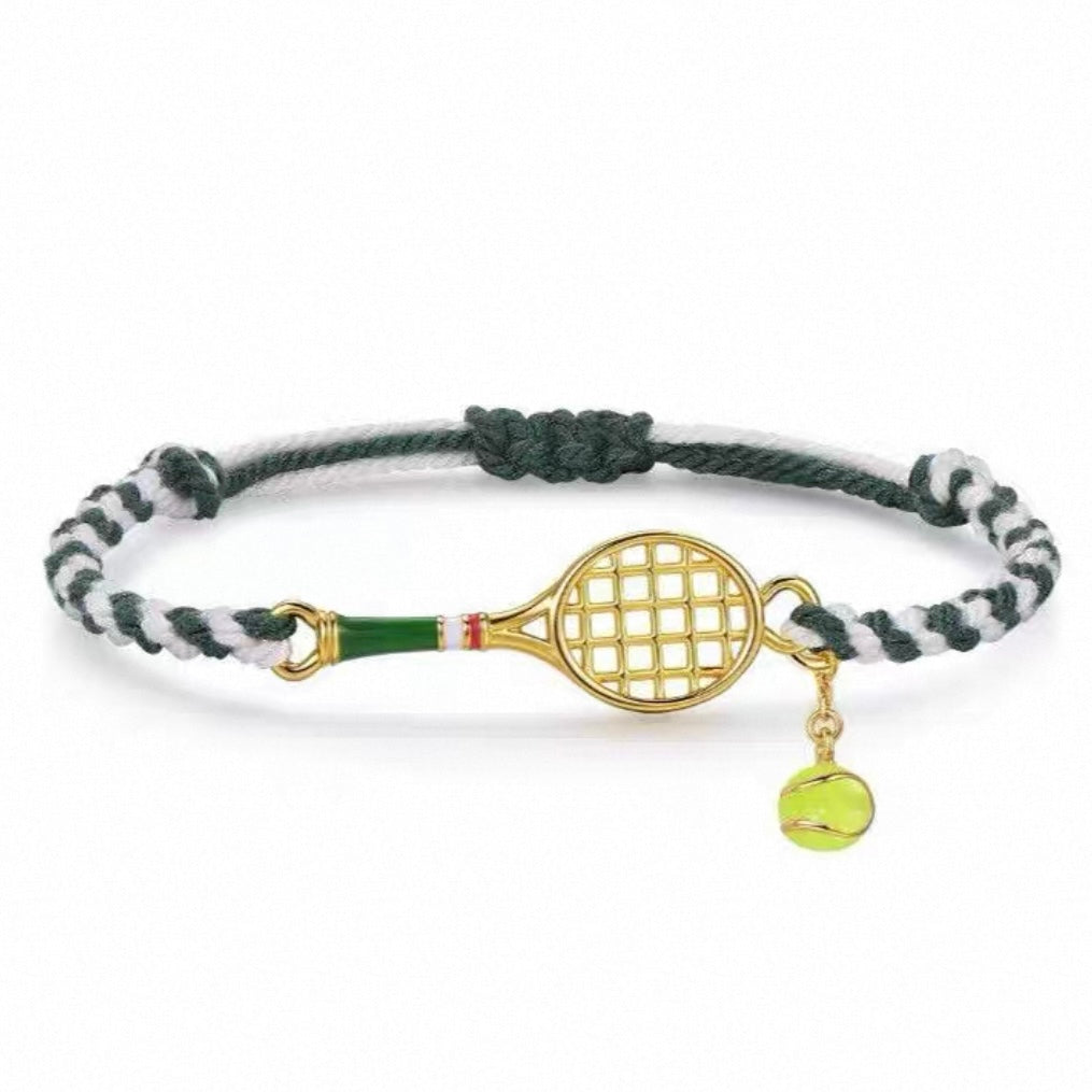 Tennis Racket Adjustable Cord Bracelet
