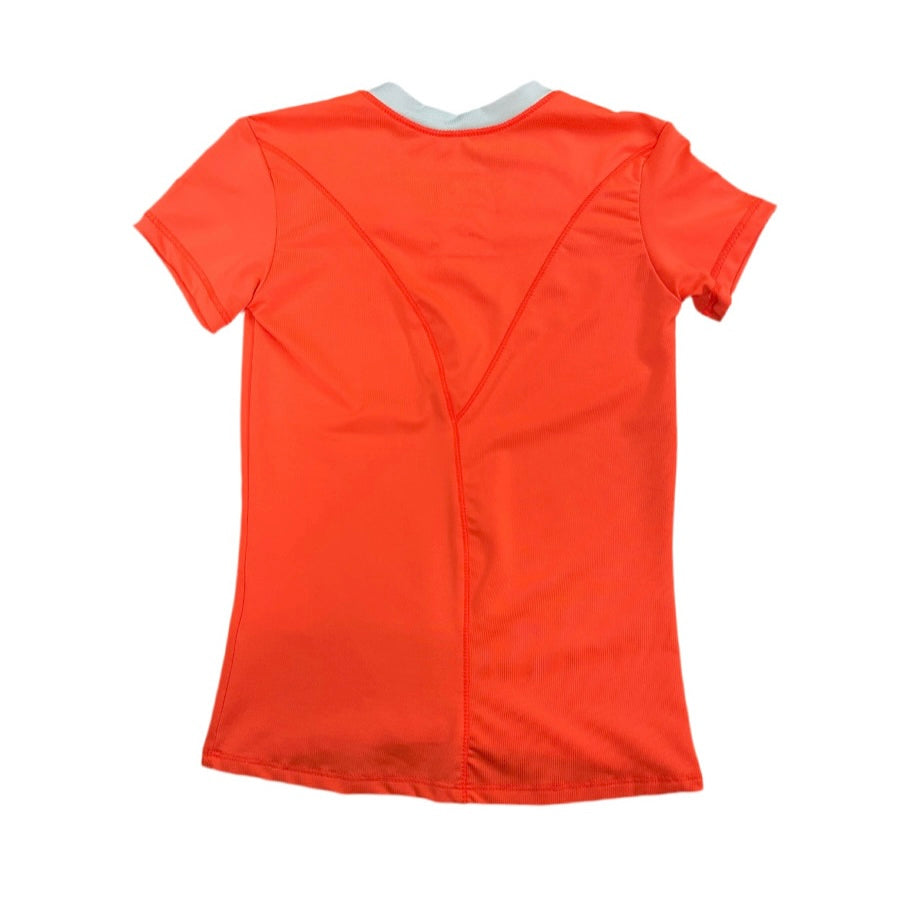 Lucky in Love Kids Junior Girls V-Neck Short Sleeve Tennis Tee T-shit (neon orange)
