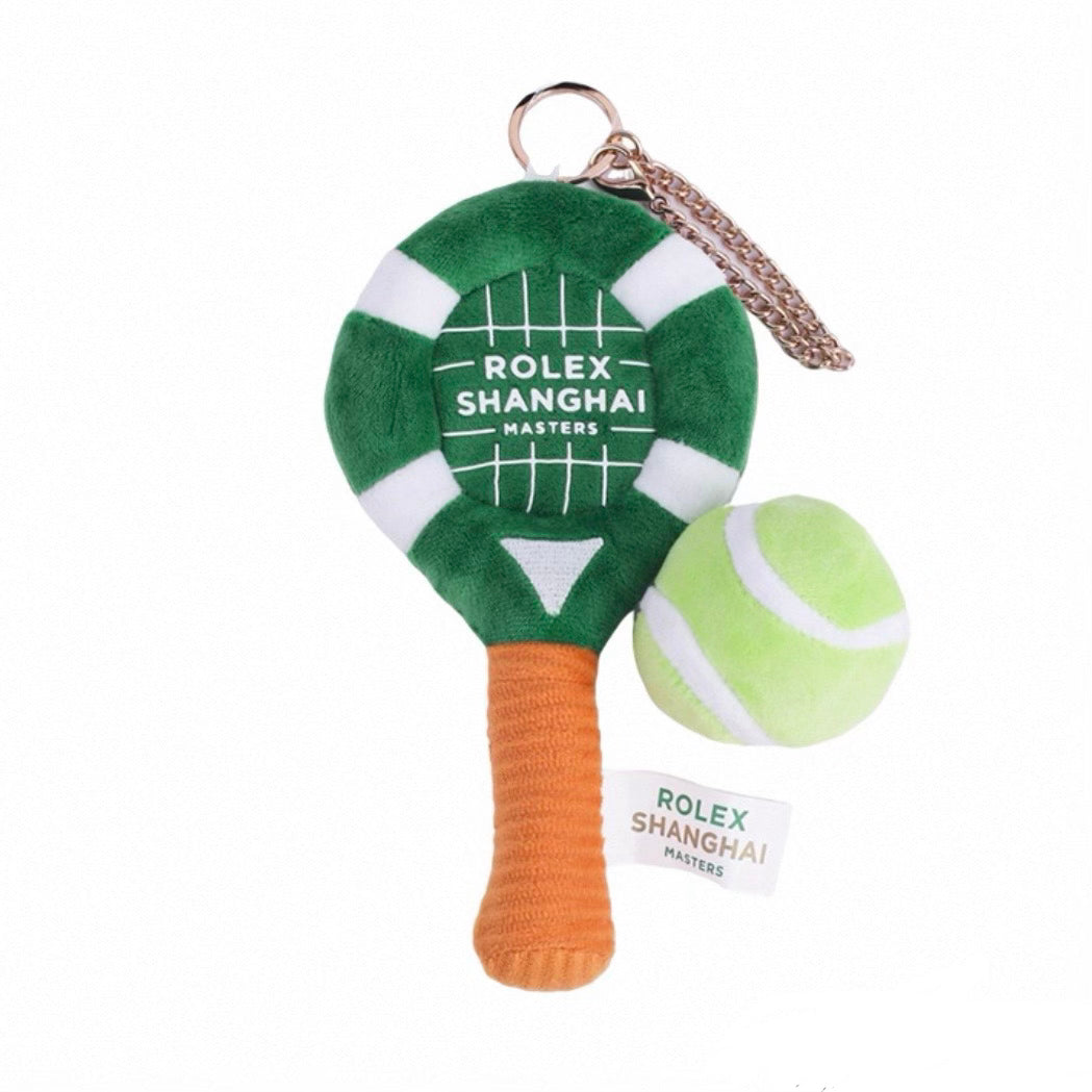 Rolex Shanghai Masters Racket & Tennis Ball Plush Keychain Keyring