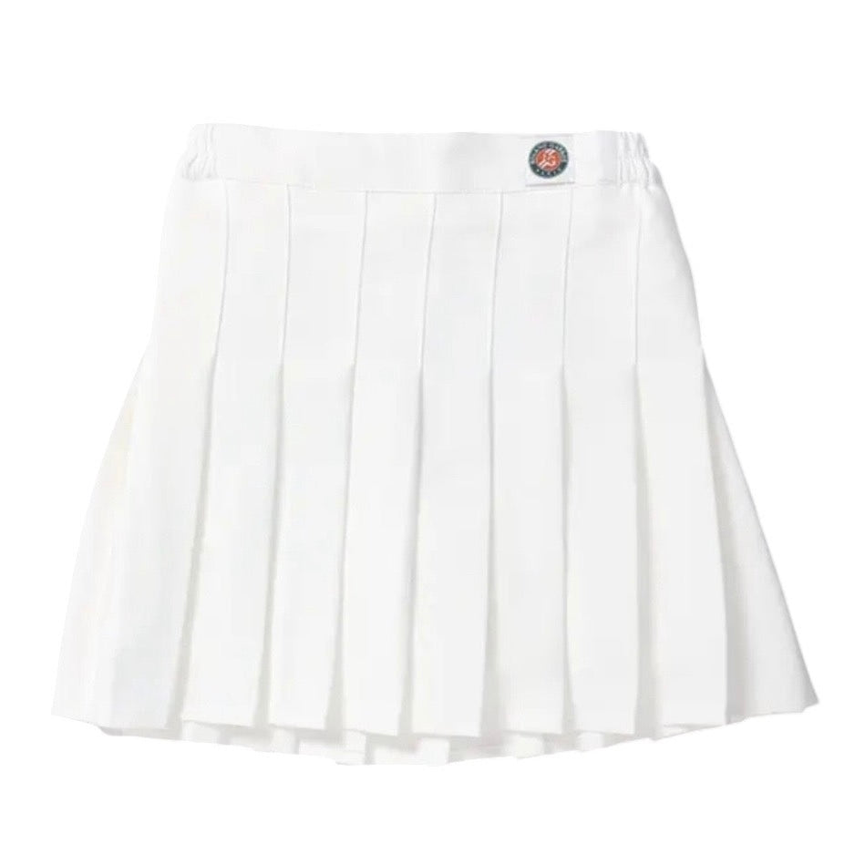 Roland Garros Junior Kids Youth Girl’s Logo Pleated Skirt (White)