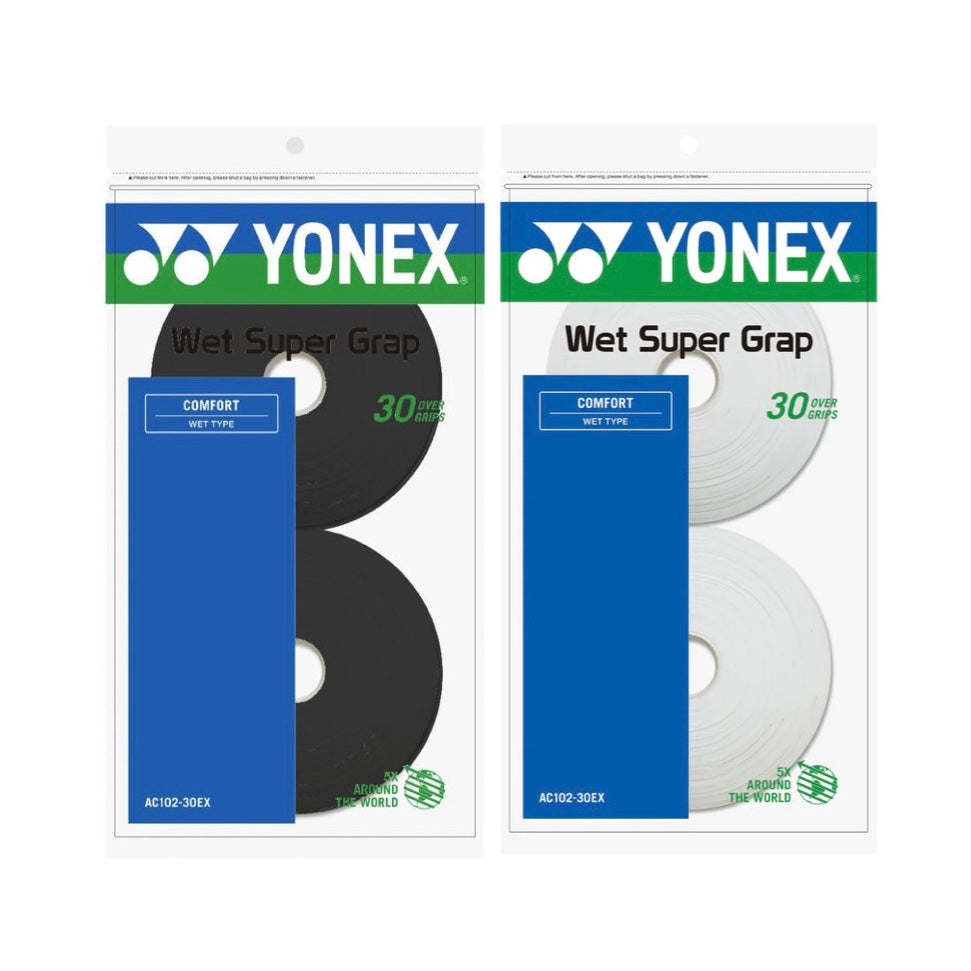 Yonex Wet Super Grap Overgrip (Black / White) (30 pieces)