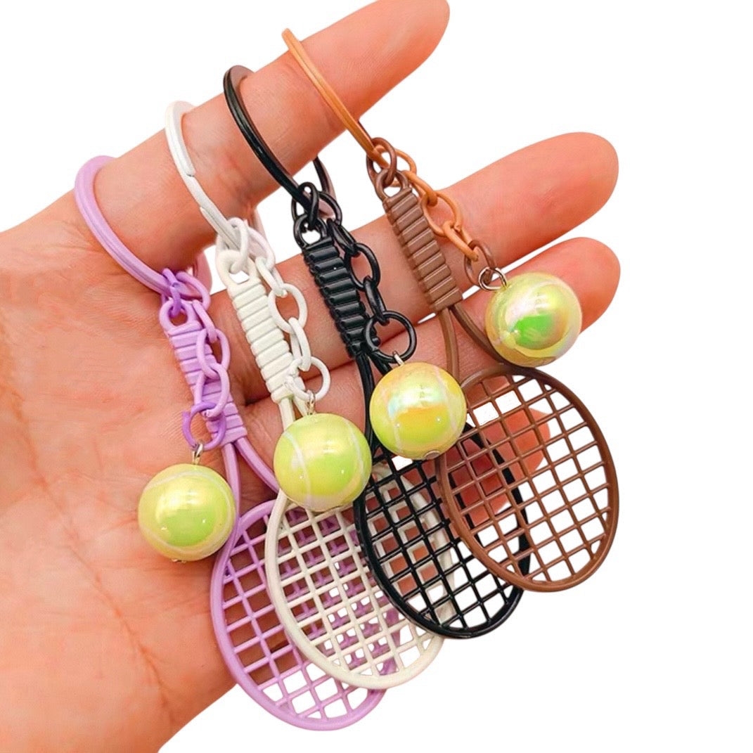 Tennis Racket Metal Keychain Keyring
