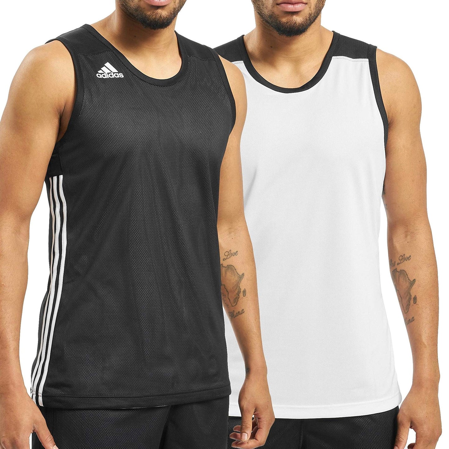 Adidas Men's Reversible Sleeveless Tank Top Tee Shirt (Black-White) - SportStation HK