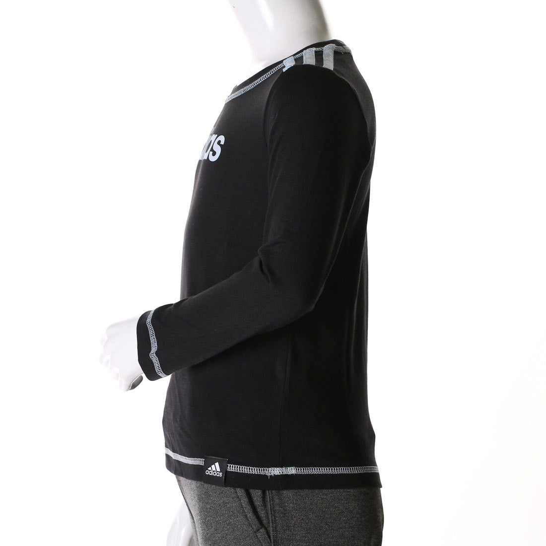 Adidas Junior Kids Girls Linear Logo Long Sleeve T-Shirt (size 130) Black-white