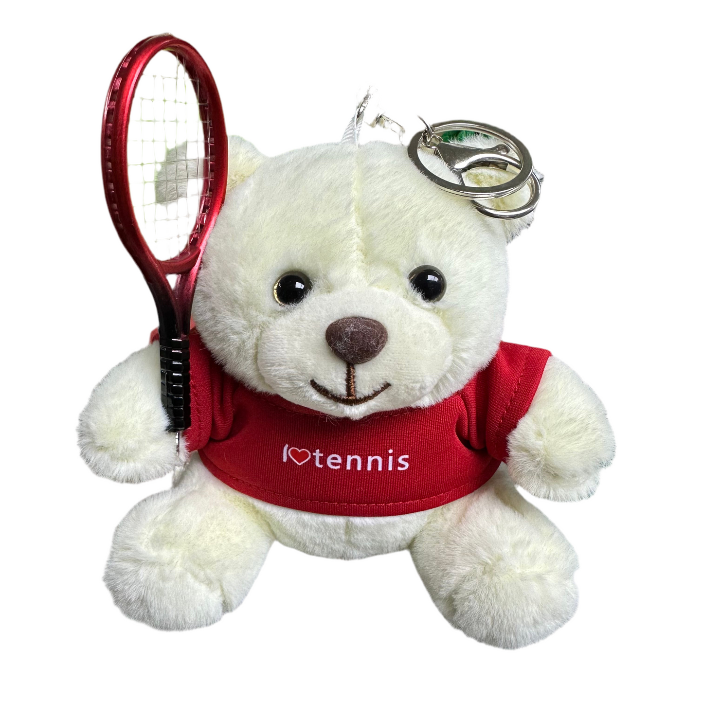 Teddy Bear Tennis Ball / Racket Plush Keychain Keyring