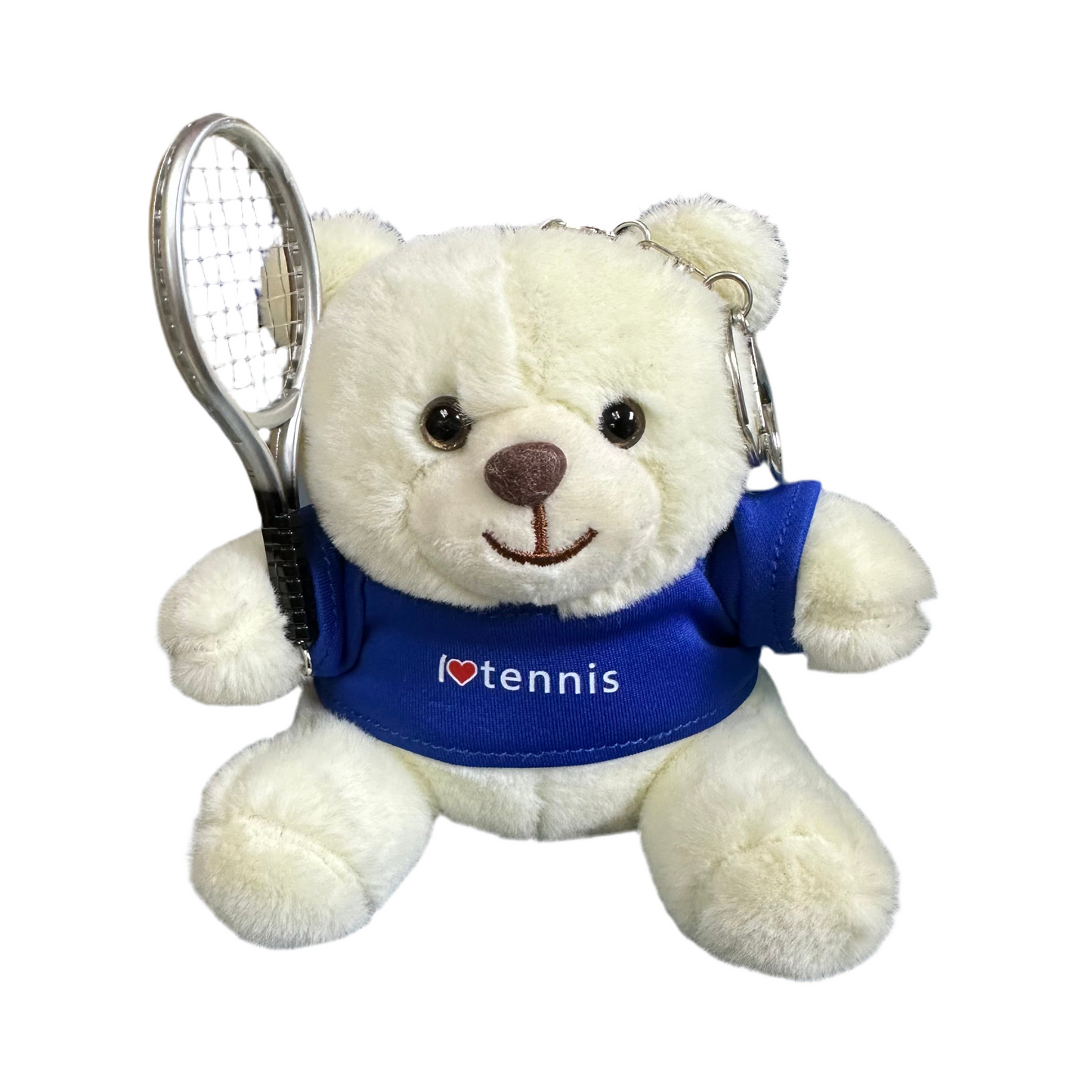 Teddy Bear Tennis Ball / Racket Plush Keychain Keyring