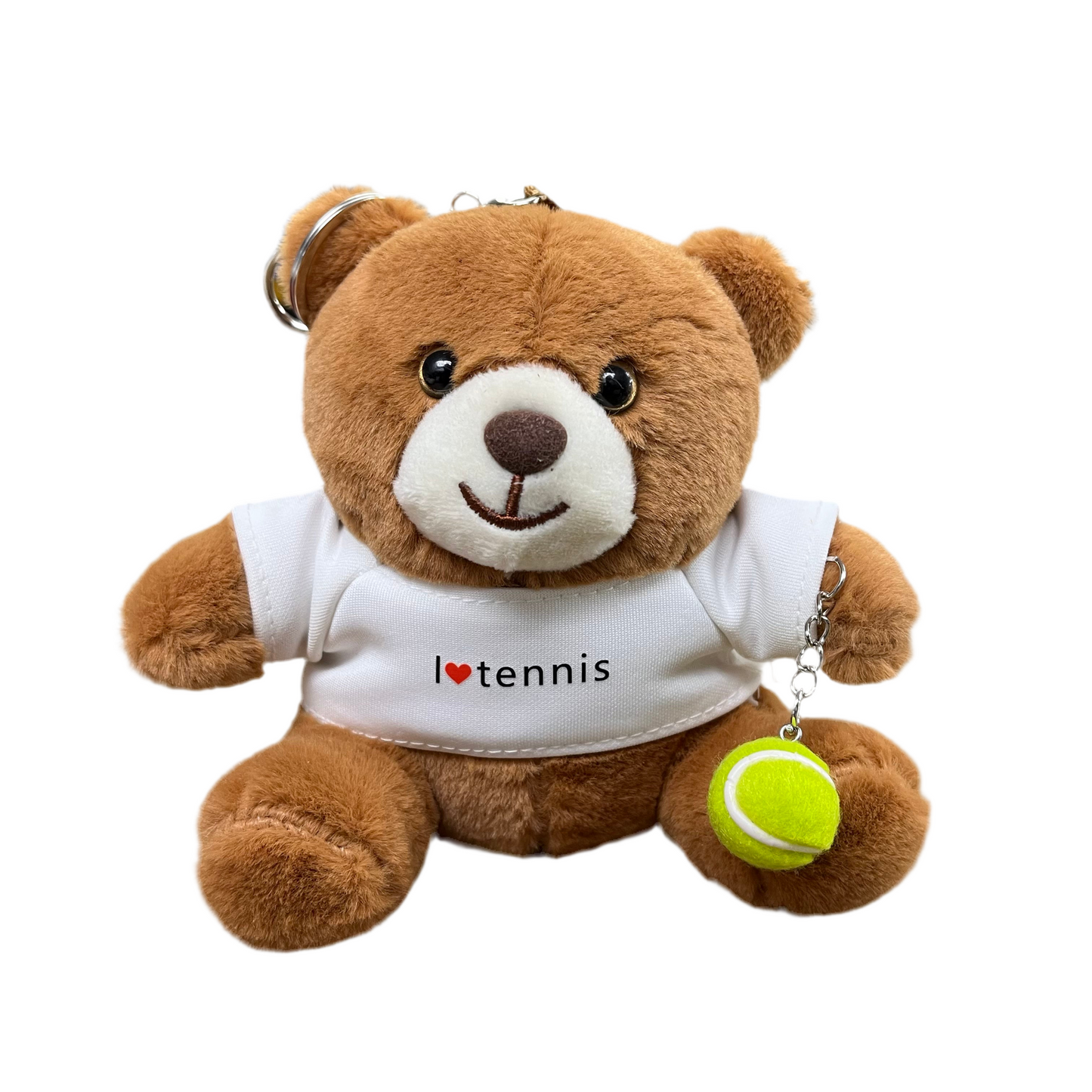 Teddy Bear Tennis Ball / Racket Plush Keychain Keyring