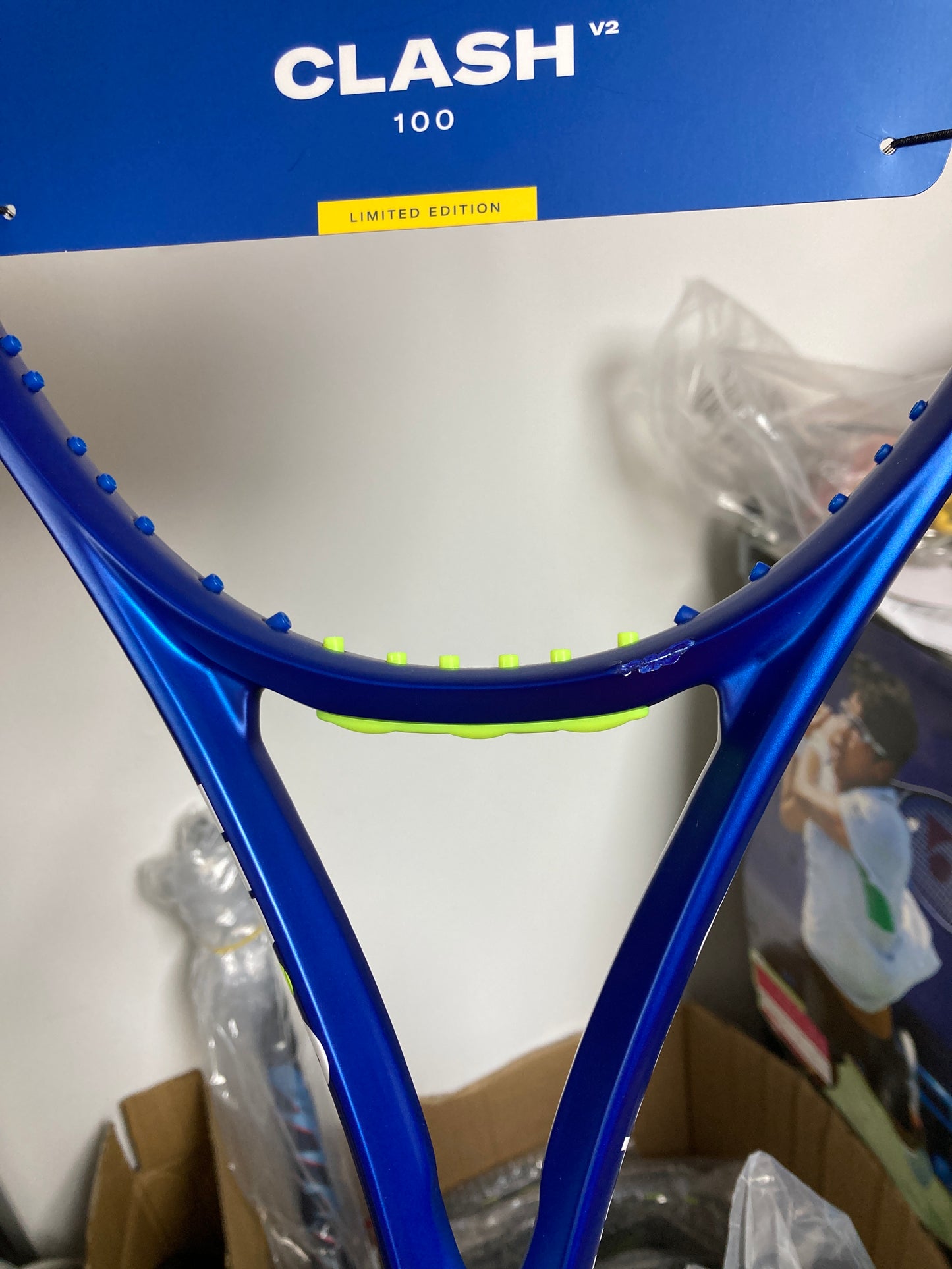 Wilson US Open Clash 100 v2 Tennis Racket (295g) (Unstrung) (with paint chip)