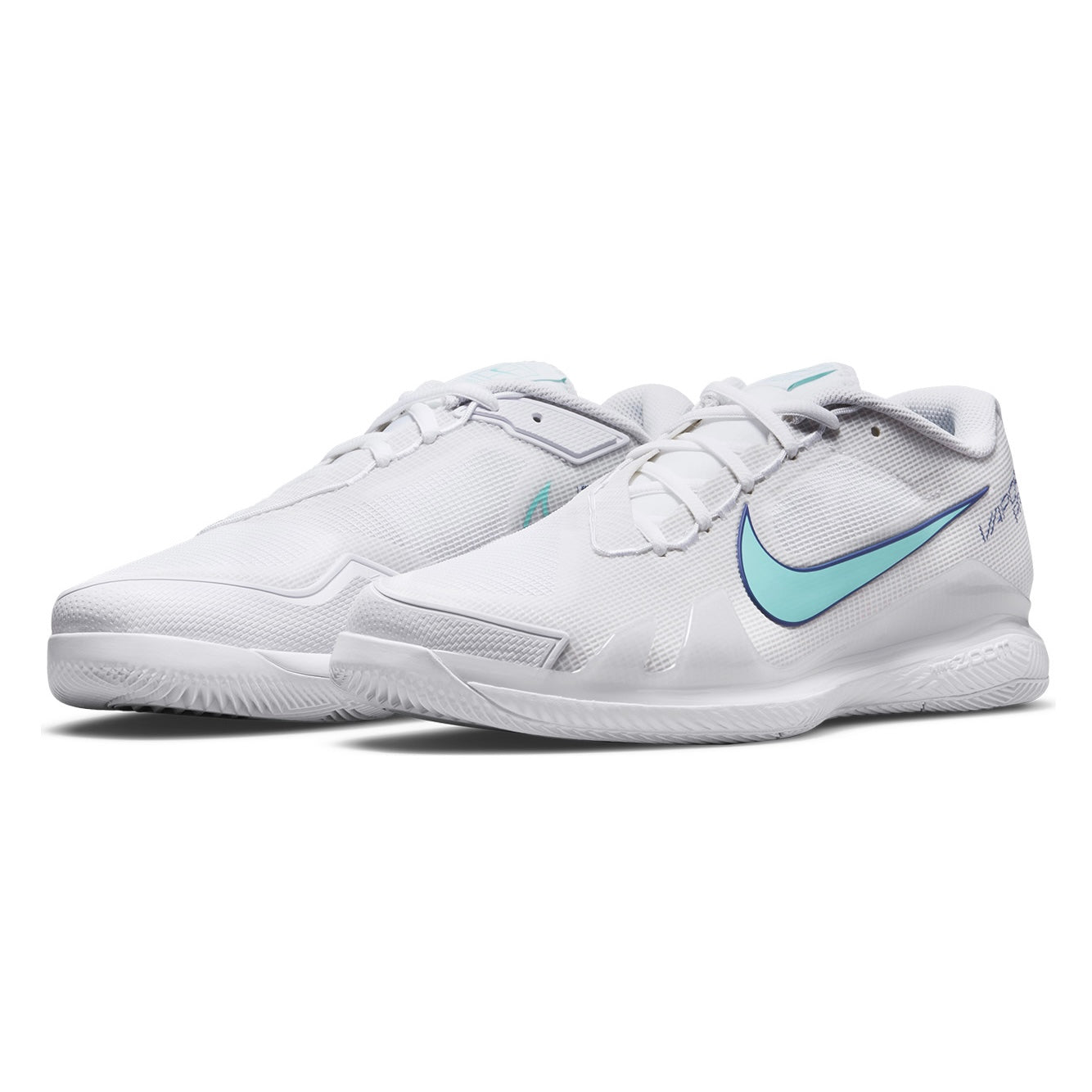 Nike Court Air Zoom Vapor Pro Hard Court Men’s Tennis Shoes (White/Dynamic Turq-Light Bone)