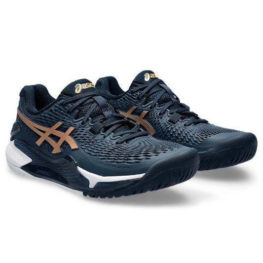 Asics Gel-Resolution 9 Women's Tennis Shoes (French Blue-Pure Gold)