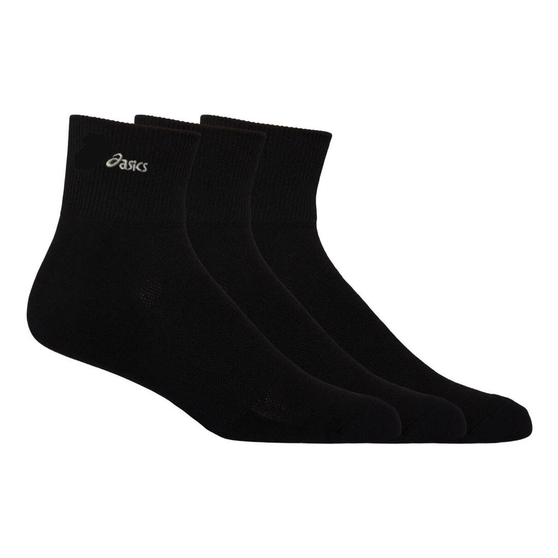 Asics Cotton Lightweight Quarter (Ankle) Sport Socks (Black / White) (1 pair)