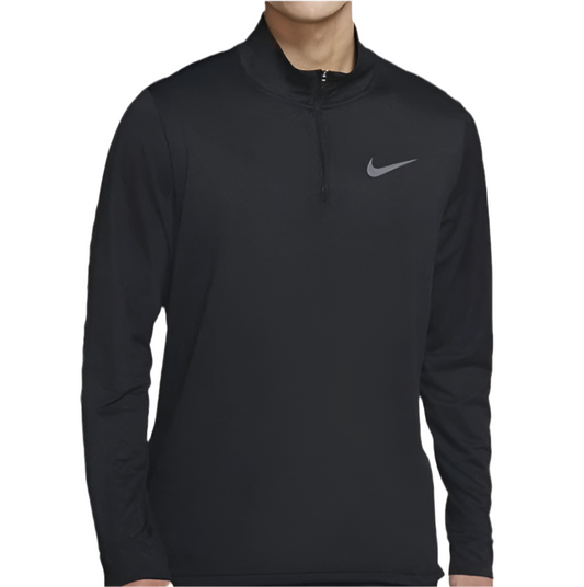 Nike Men's Training Sports Half Zipper Long Sleeve Top Shirt (Black)