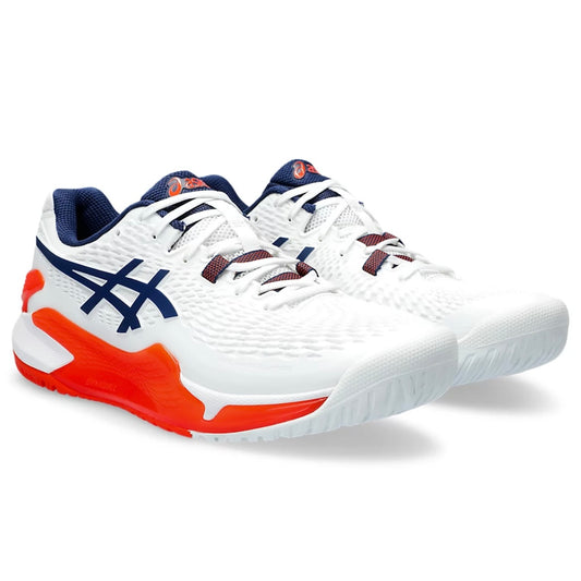 Asics Gel-Resolution 9 Wide Men's Tennis Shoes (White-Blue expanse)