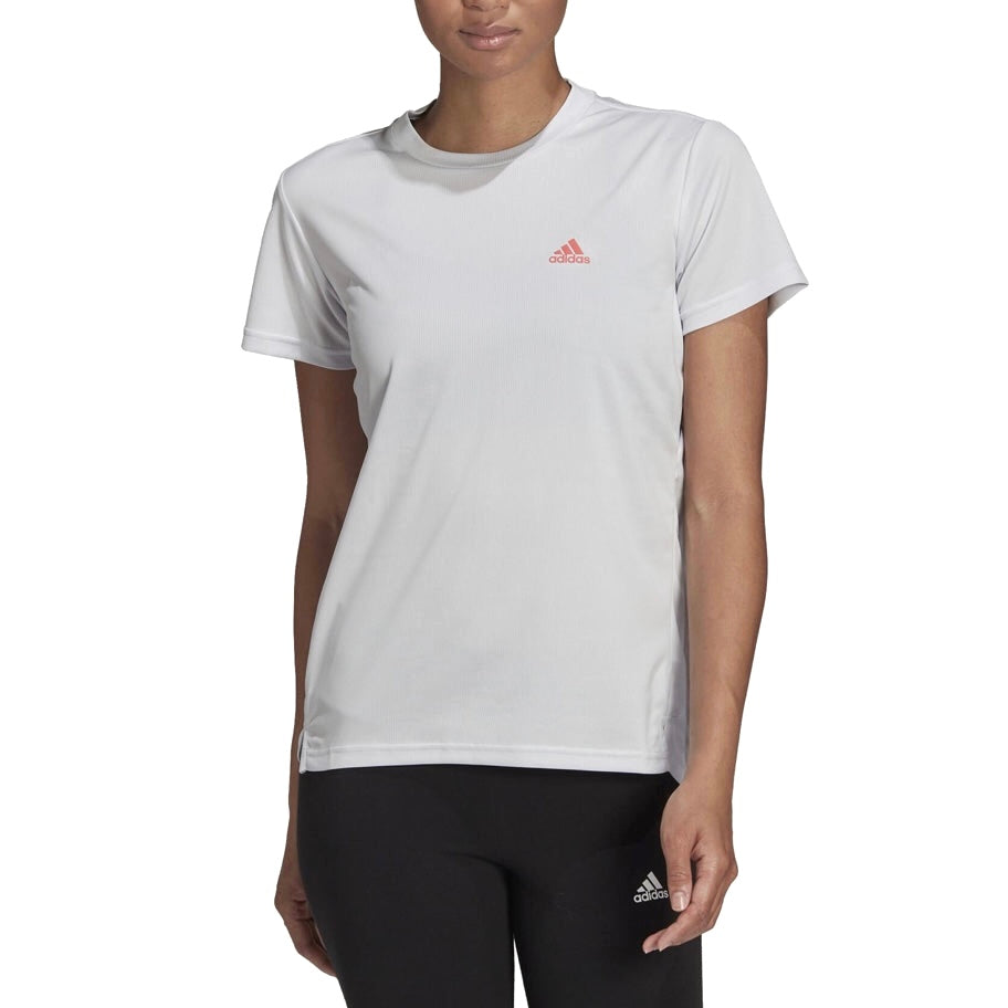 Adidas Women's AEROREADY Designed 2 Move 3-Stripes Top Tee Shirt (Light grey)