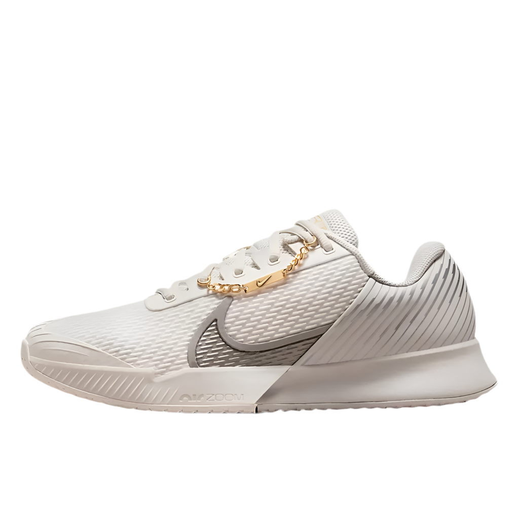 Nike Vapor Pro 2 Hard Court Men’s Tennis Shoes (Phantom-Grey) (with Gold dubrae lace charm)