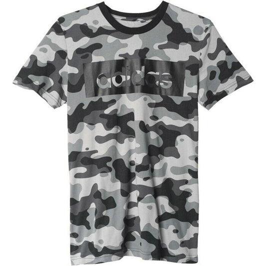 Adidas Men’s Climalite Linear Camo Top Tee Shirt (Black-grey)