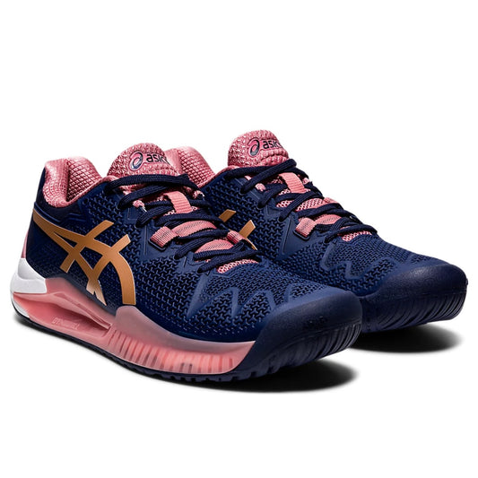 Asics Gel-Resolution 8 Women’s Tennis Shoes (Peacoat-Rose Gold)