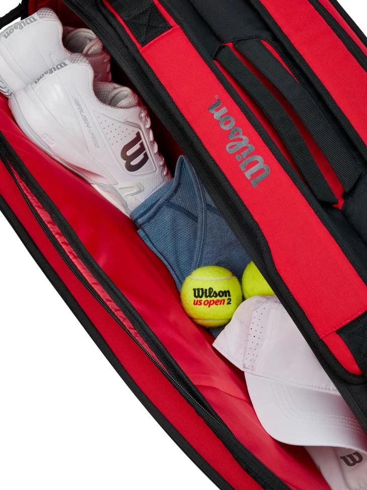Wilson Super Tour Clash v2 (9 Pack) Tennis Racket Bag (Red-Black)