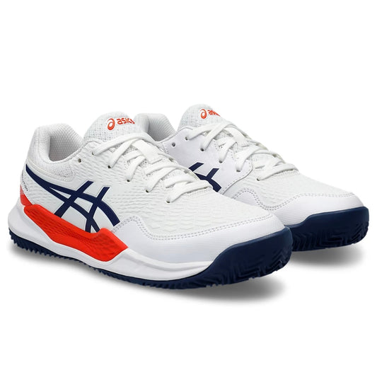 Asics Gel-Resolution 9 GS Junior Tennis Shoes (White-Blue expanse)