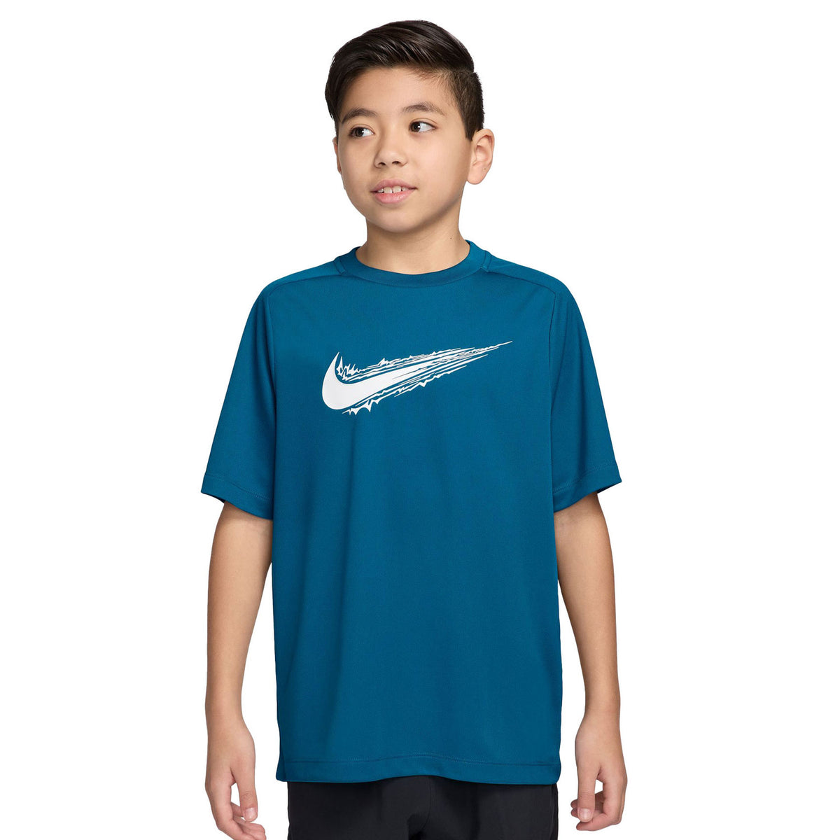 Nike Junior Kids / Youth Dri-Fit Swoosh Tee Top T-Shirt (Blue)