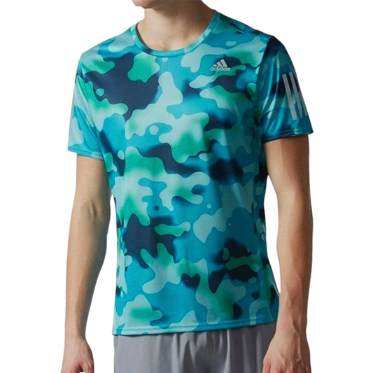 Adidas Men's Response Q2 Camo Top Tee Shirt (Aqua Green)