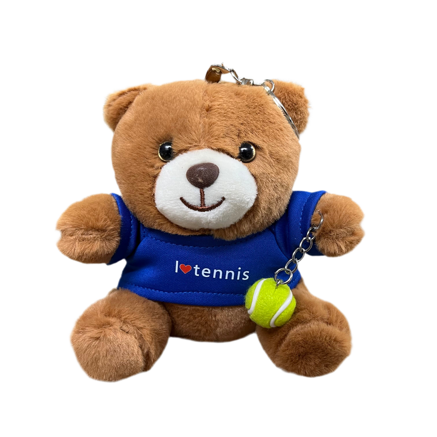 Teddy Bear Tennis Ball / Racket Plush Keychain Keyring