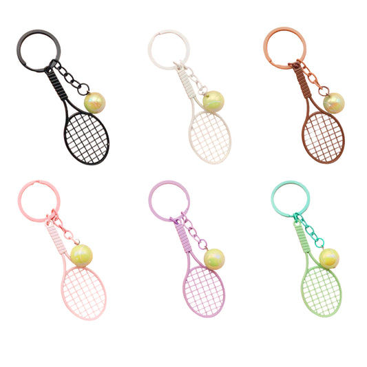 Tennis Racket Metal Keychain Keyring