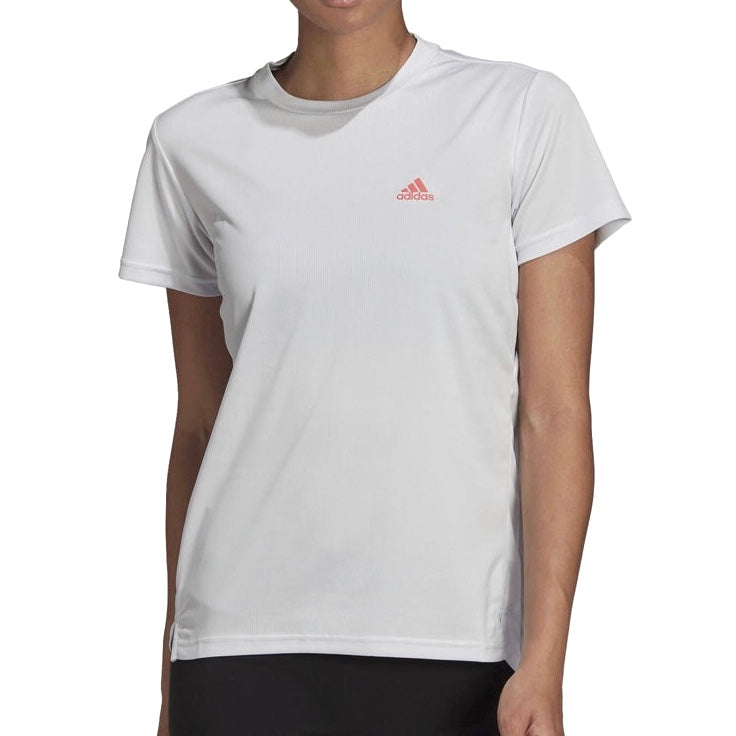 Adidas Women's AEROREADY Designed 2 Move 3-Stripes Top Tee Shirt (Light grey)