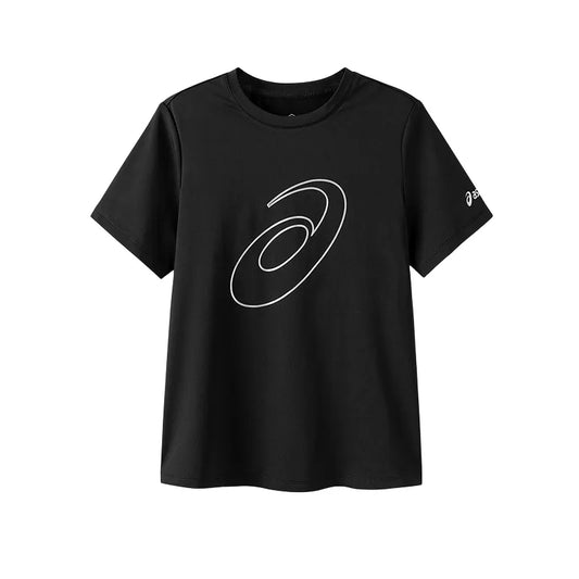 Asics Junior Kids / Youth Unisex Dri-FIT Logo Tee Top Shirt (Black)