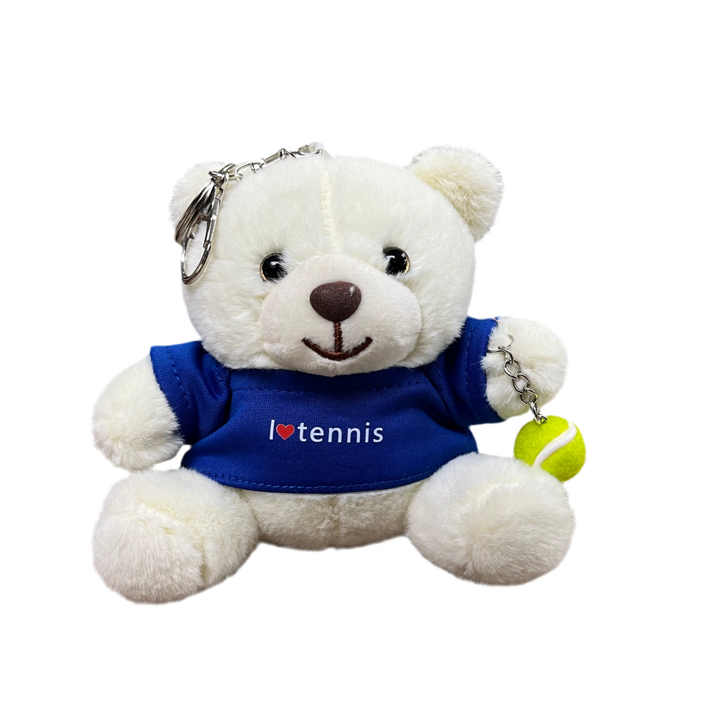 Teddy Bear Tennis Ball / Racket Plush Keychain Keyring