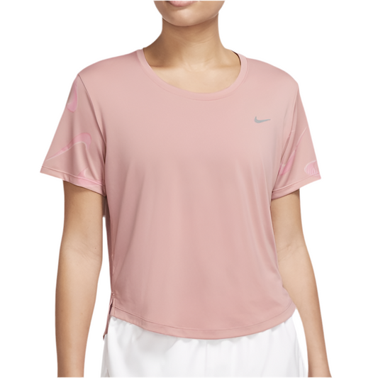 Nike Women’s Dri-FIT Swoosh Short Sleeve Printed Tee Top T-Shirt (Pink)