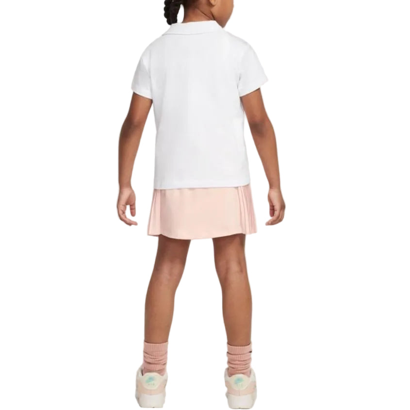 Nike Junior Kids / Youth Girl’s Short Sleeve Polo and Skirt Set (White-Pink)