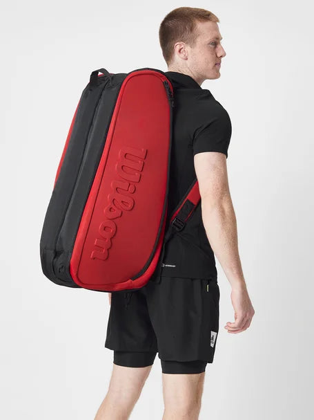 Wilson Super Tour Clash v2 (9 Pack) Tennis Racket Bag (Red-Black)