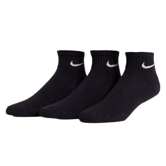 Nike Cotton Lightweight Quarter (Ankle) 3-Pack Socks (Black)