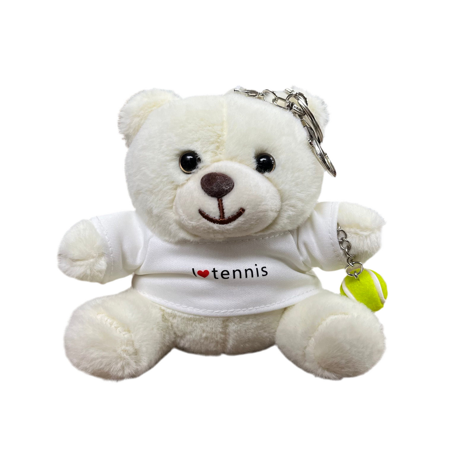 Teddy Bear Tennis Ball / Racket Plush Keychain Keyring